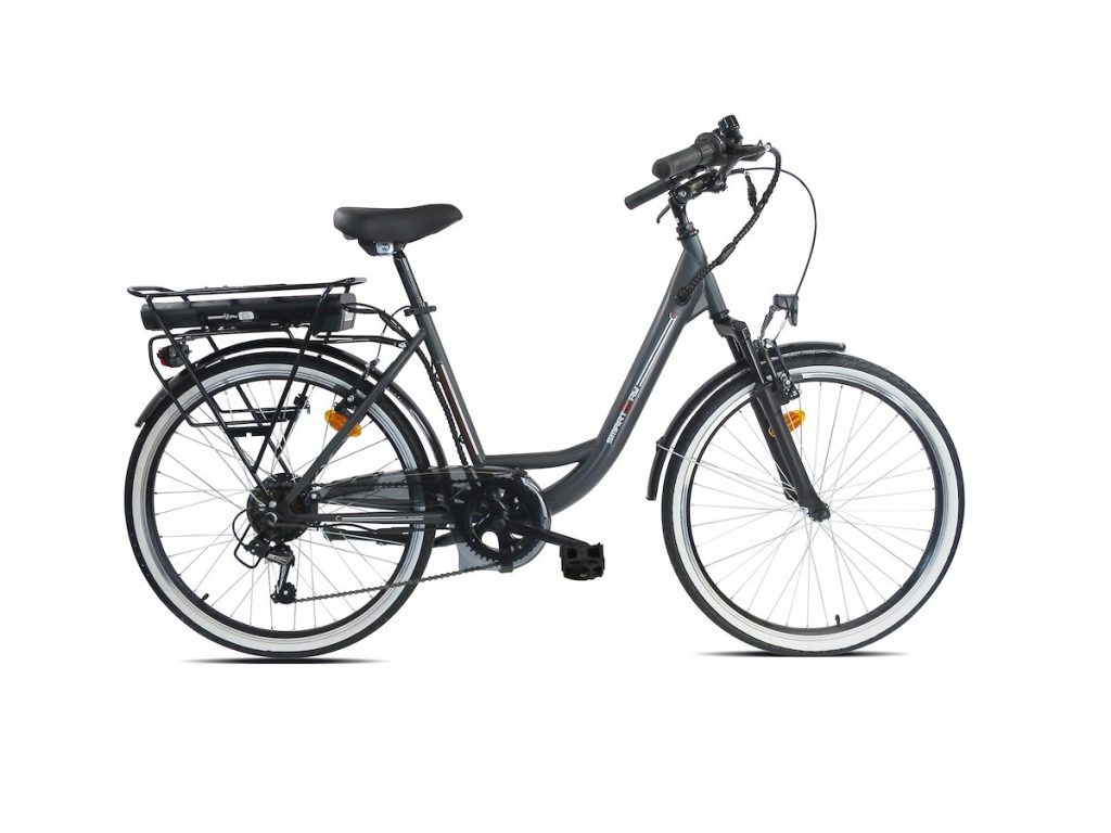 SMARTWAY C4D4SCG Ebike City Acciaio 36V 10.4Ah Ruota 26 Autonomia 50km Grigia