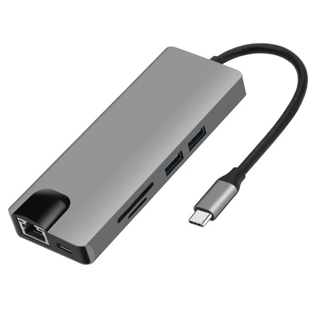 NUDO ADPTYC9IN101GR Hub USB 9 In 1 3 3 0 Type C Jack 3 5mm Rj45 Grigio