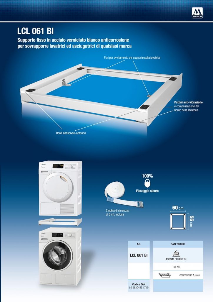 MUNARI LCL061BI Kit Sovrapposizione Fissa Lavatrice Asciugatrice