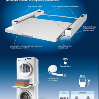 MUNARI LCL063BI Kit Sovrapposizione Estraibile Lavatrice Asciugatrice Bianco