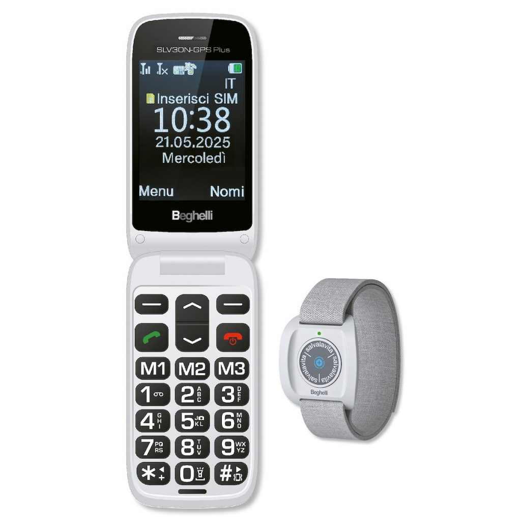 BEGHELLI Salvalavita Phone SLV30-GPS Plus Cellulare Senior Flip con Band Plus