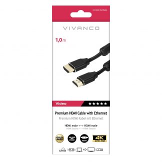 VIVANCO VVVHDMI10METMMG Cavo HDMI Premium ARC Maschio Oro 1 Metro 4K 60Hz Nero