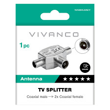 VIVANCO VVANSHILD2M1F Adattatore Coassiale TV Tre Vie Maschio Femmina Metallo