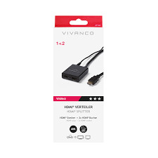 VIVANCO VVVSPLIHDMI2U Splitter HDMI 4K UHD 2 Porte Con Alimentatore Nero