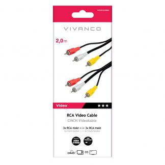 VIVANCO VVV3RCA20MMK Cavo Rca Video Maschio 2 Metri Nero