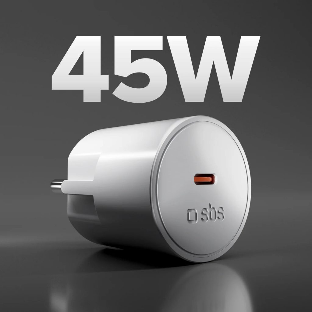 SBS TETRSCHU1CPD45 Caricatore Rete Viaggio Schuko USB C PD 45W Bianco
